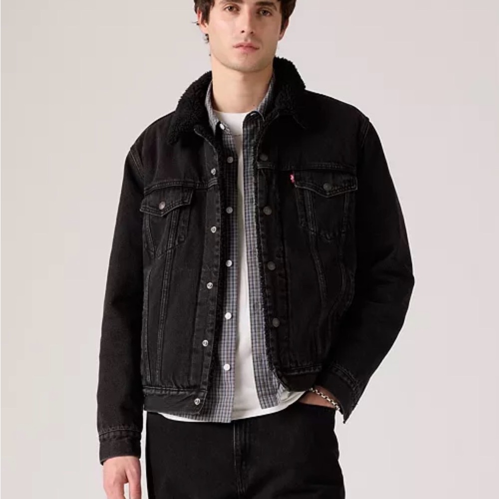 Levi's Men's Black Sherpa Denim Jacket